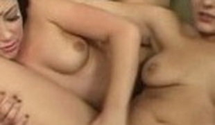 Horny pornstars Bianca Dagger and Vanessa Lynn in hottest threesome, dark brown porn clip