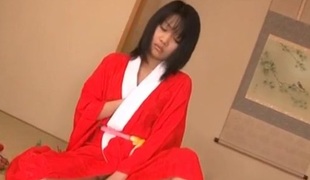 Hikaru Momose sexy Oriental legal age teenager exposes pussy for solo ma