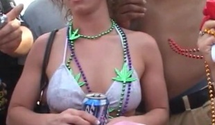 Busty sweethearts with large tits flaunt their large tits at beach