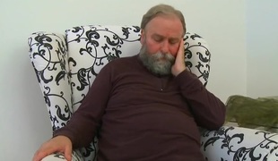 Old fucker attacks moist body of a youthful angel and licks it