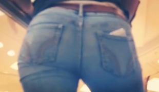 Hot tight candid jeans ass - 19- close up