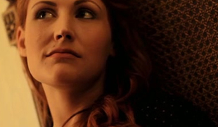 Redhead skank engulfing two hard knobs in the dark