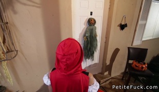 Petite red riding hood receives huge dick