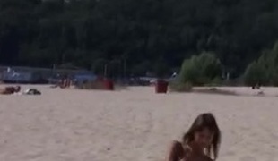 Nudist legal age teenager not shy about posing undressed at the beach