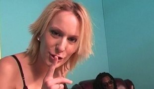 Cute pregnant blonde hotty engulfing and fucking a big black schlong